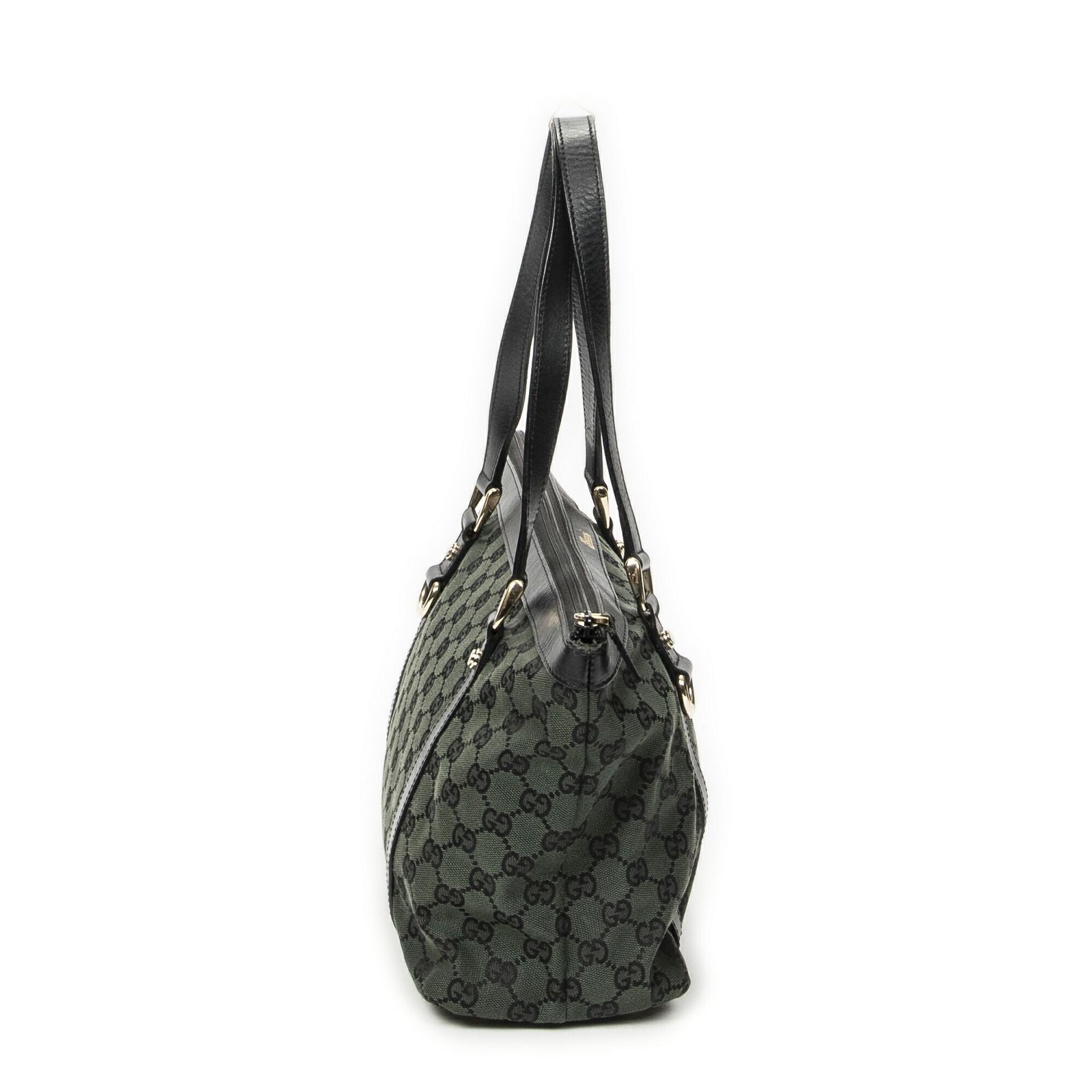 Gucci Abbey Ring Tote Green Black GG Canvas — view 4