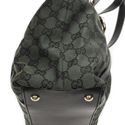 Gucci Abbey Ring Tote Green Black GG Canvas — view 7