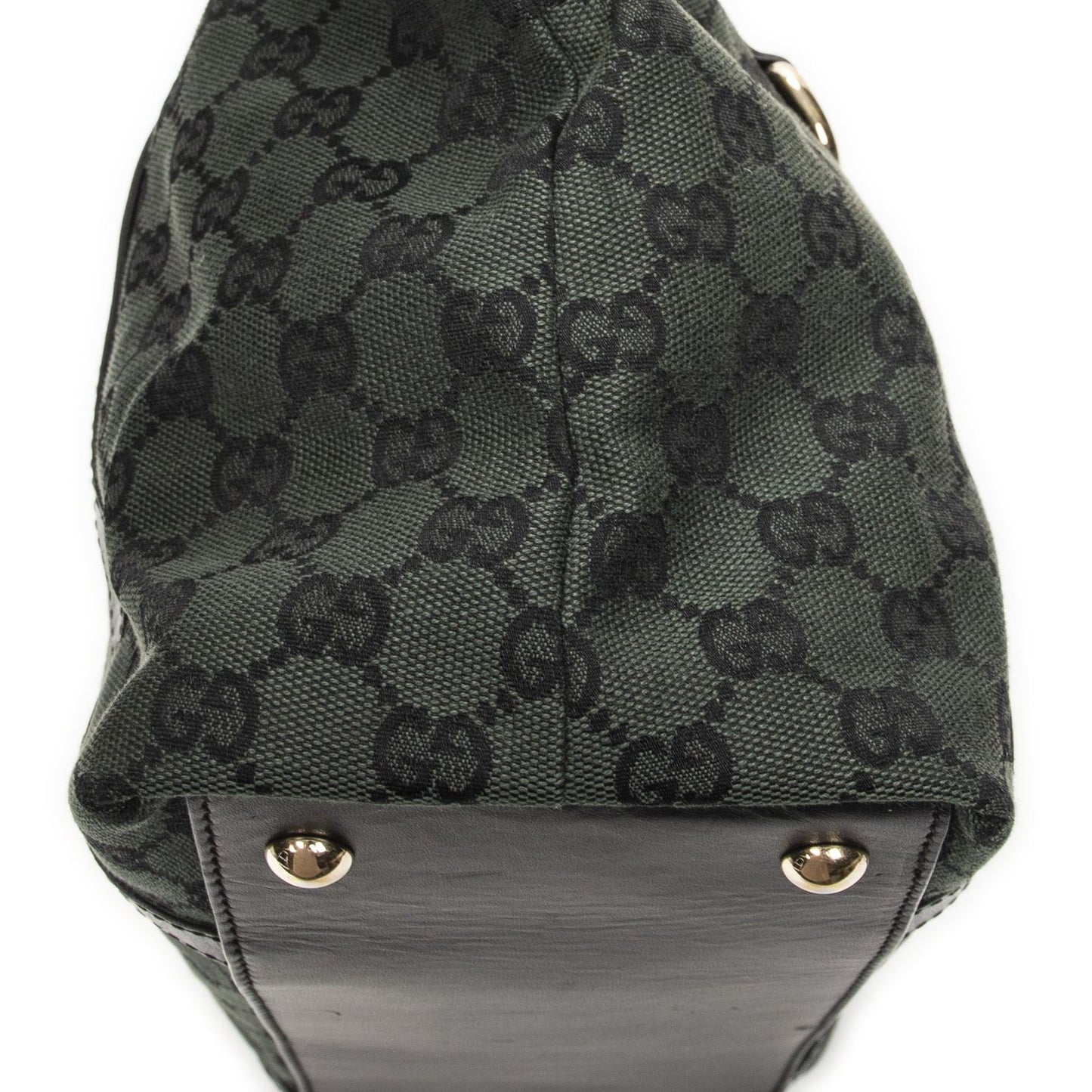 Gucci Abbey Ring Tote Green Black GG Canvas — view 8