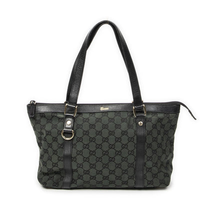 Gucci Abbey Ring Tote Green Black GG Canvas