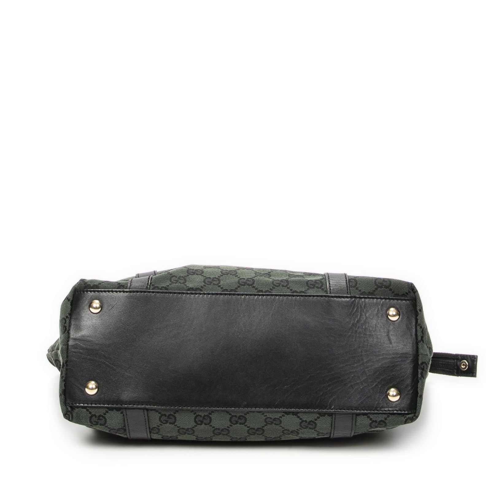 Gucci Abbey Ring Tote Green Black GG Canvas — view 6