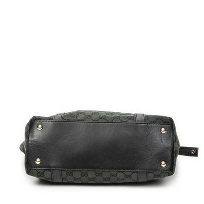 Gucci Abbey Ring Tote Green Black GG Canvas — view 6
