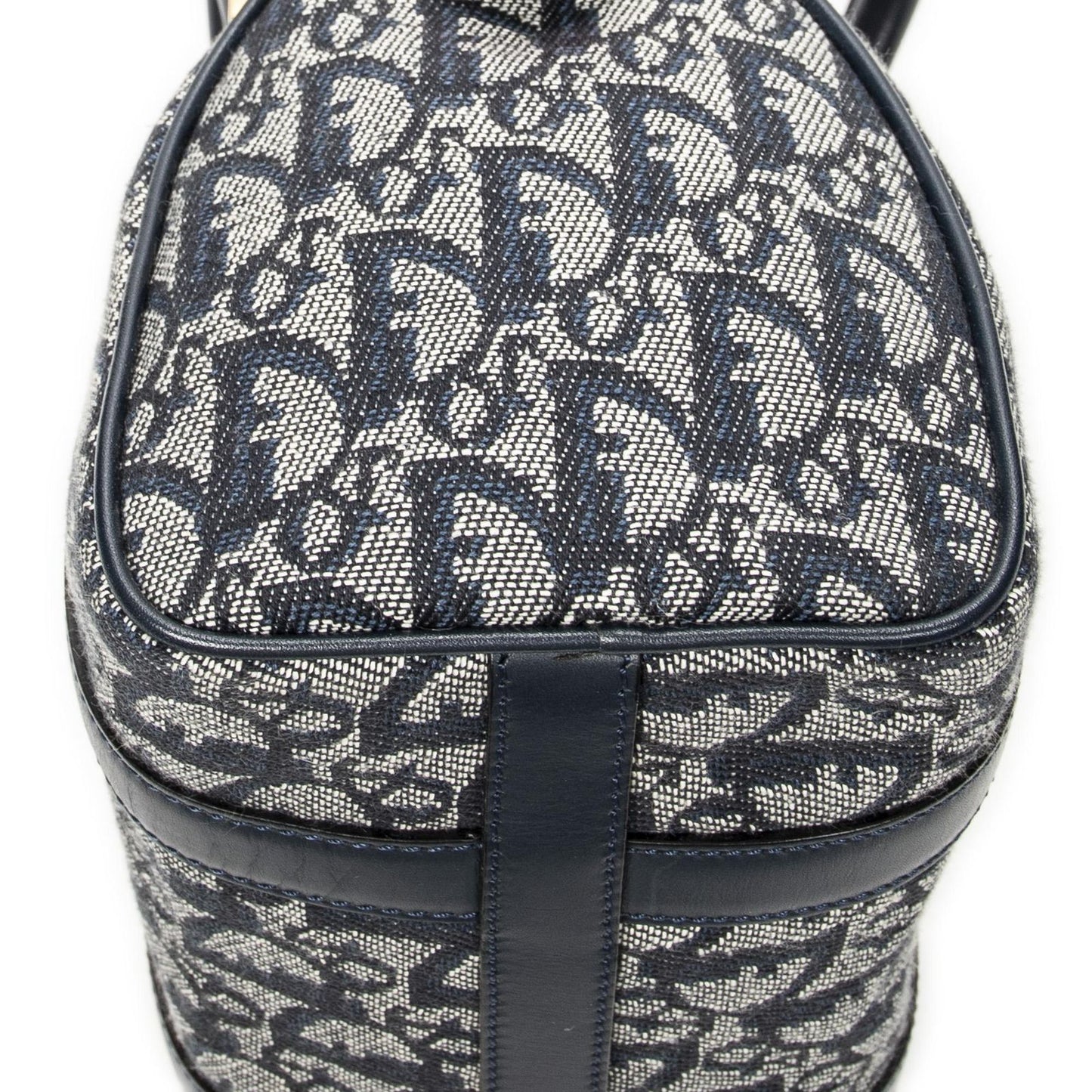 Dior Mini Boston Navy Gray Trotter Pattern Canvas Shoulder Bag — view 8