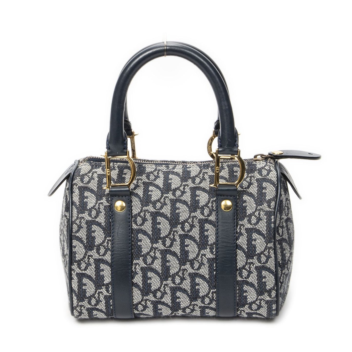Dior Mini Boston Navy Gray Trotter Pattern Canvas Shoulder Bag — view 5