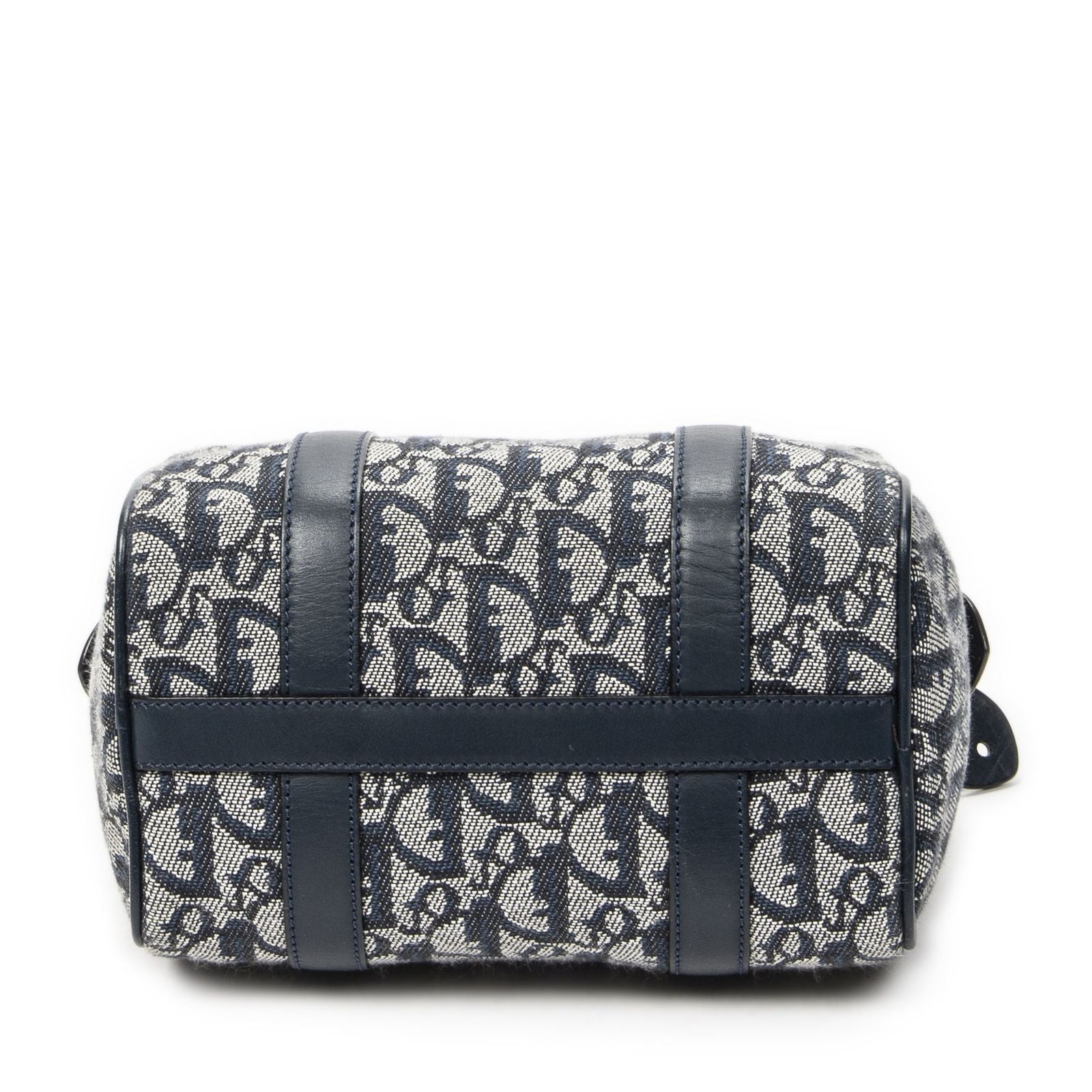 Dior Mini Boston Navy Gray Trotter Pattern Canvas Shoulder Bag — view 6