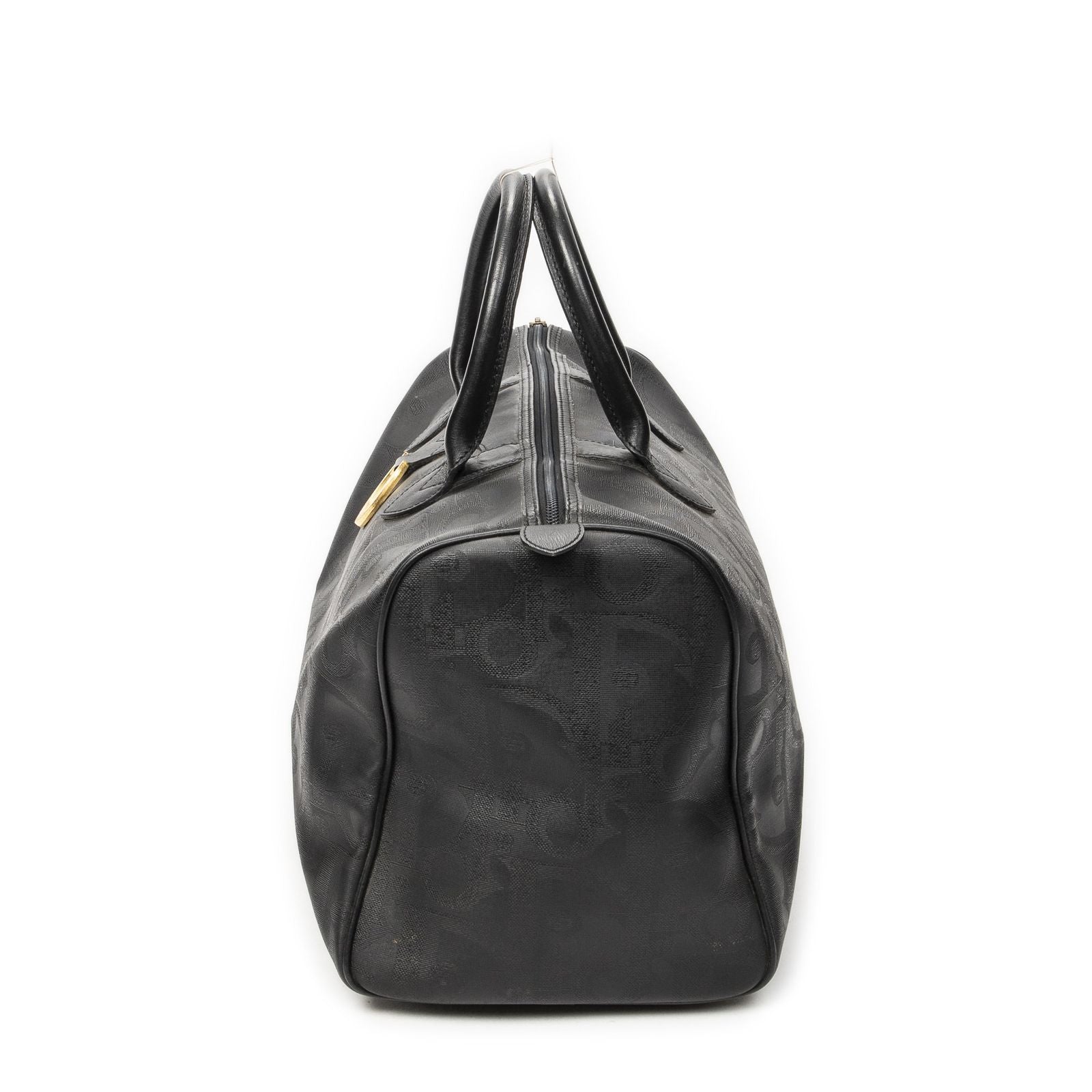 Dior Vintage Travel Boston Black Maxi Trotter Pattern Canvas Shoulder Bag — view 3