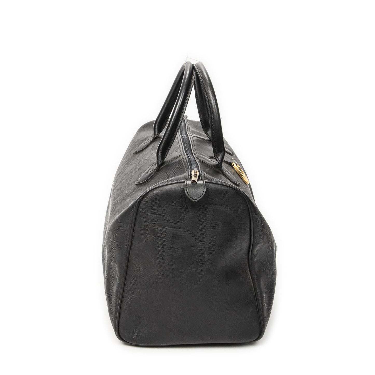 Dior Vintage Travel Boston Black Maxi Trotter Pattern Canvas Shoulder Bag — view 4