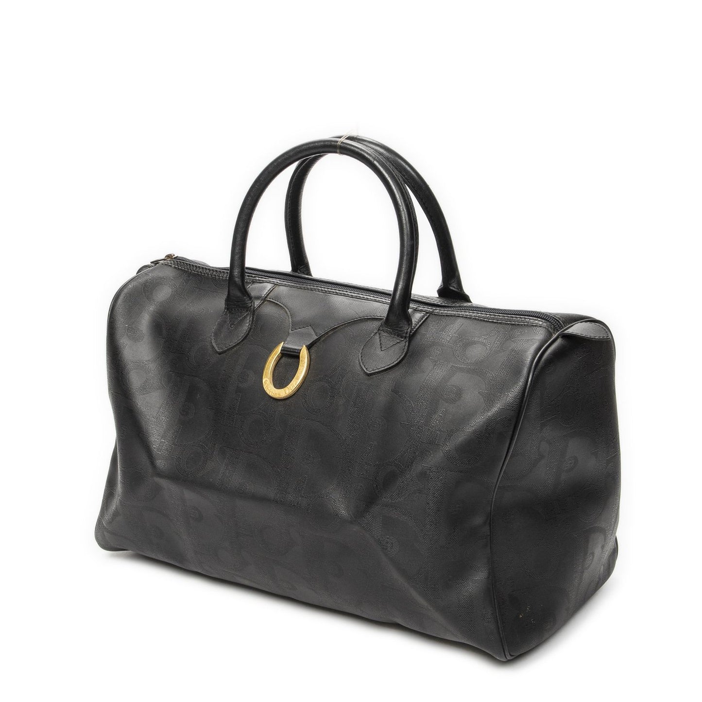 Dior Vintage Travel Boston Black Maxi Trotter Pattern Canvas Shoulder Bag — view 2