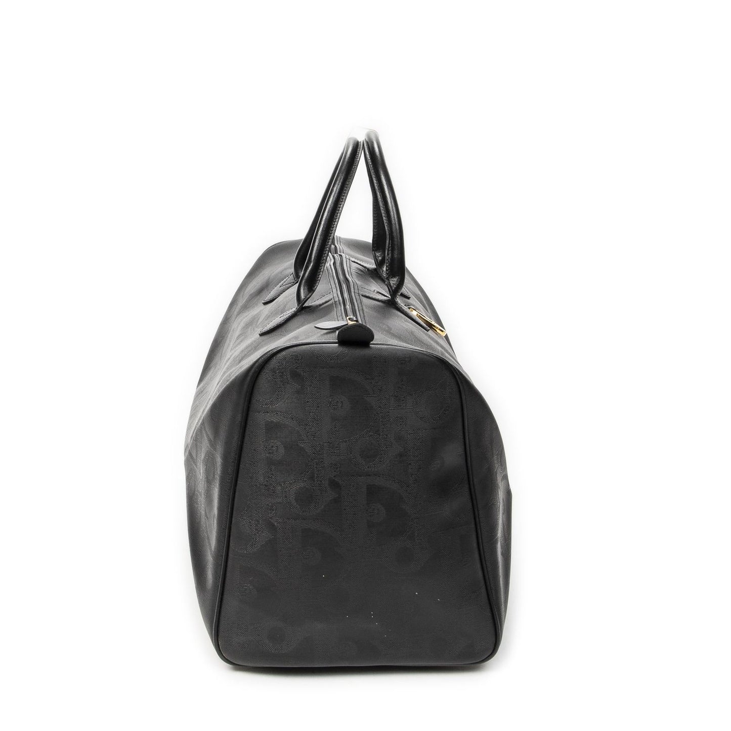 Dior Vintage Large Travel Boston Black Maxi Trotter Pattern Canvas Shoulder Bag — view 4