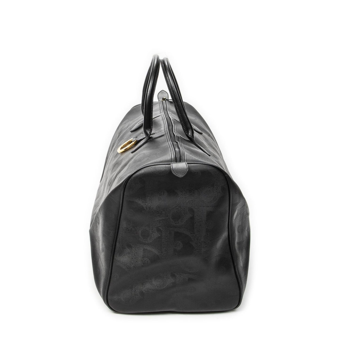 Dior Vintage Large Travel Boston Black Maxi Trotter Pattern Canvas Shoulder Bag — view 3