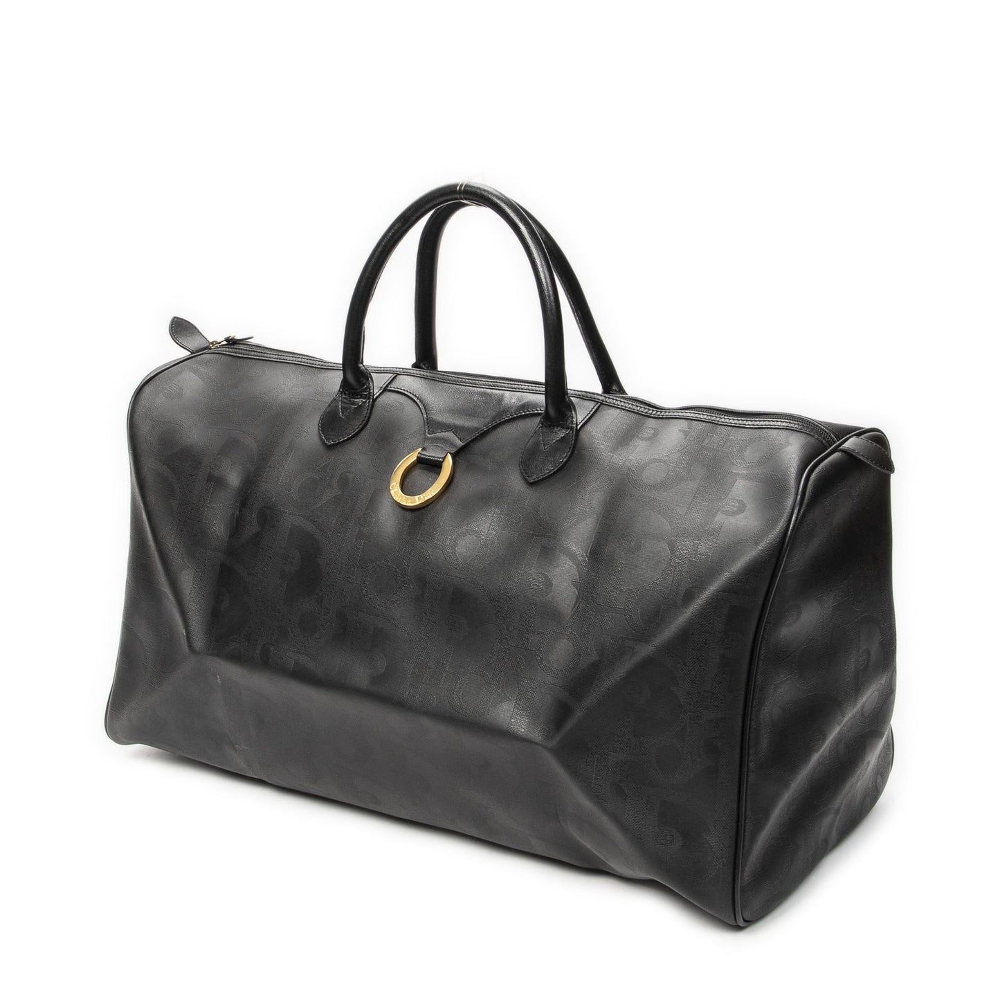 Dior Vintage Large Travel Boston Black Maxi Trotter Pattern Canvas Shoulder Bag — view 2