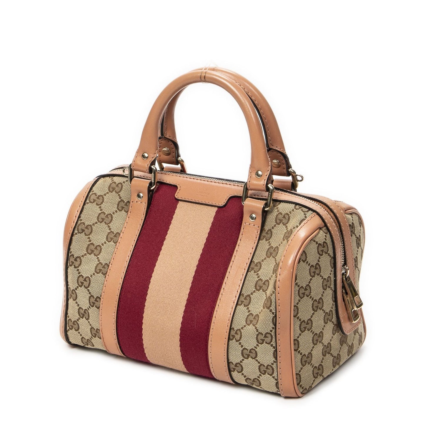 Gucci Small Web Joy Boston Bag Pink Beige GG Canvas — view 2