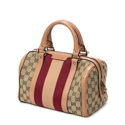 Gucci Small Web Joy Boston Bag Pink Beige GG Canvas — view 2