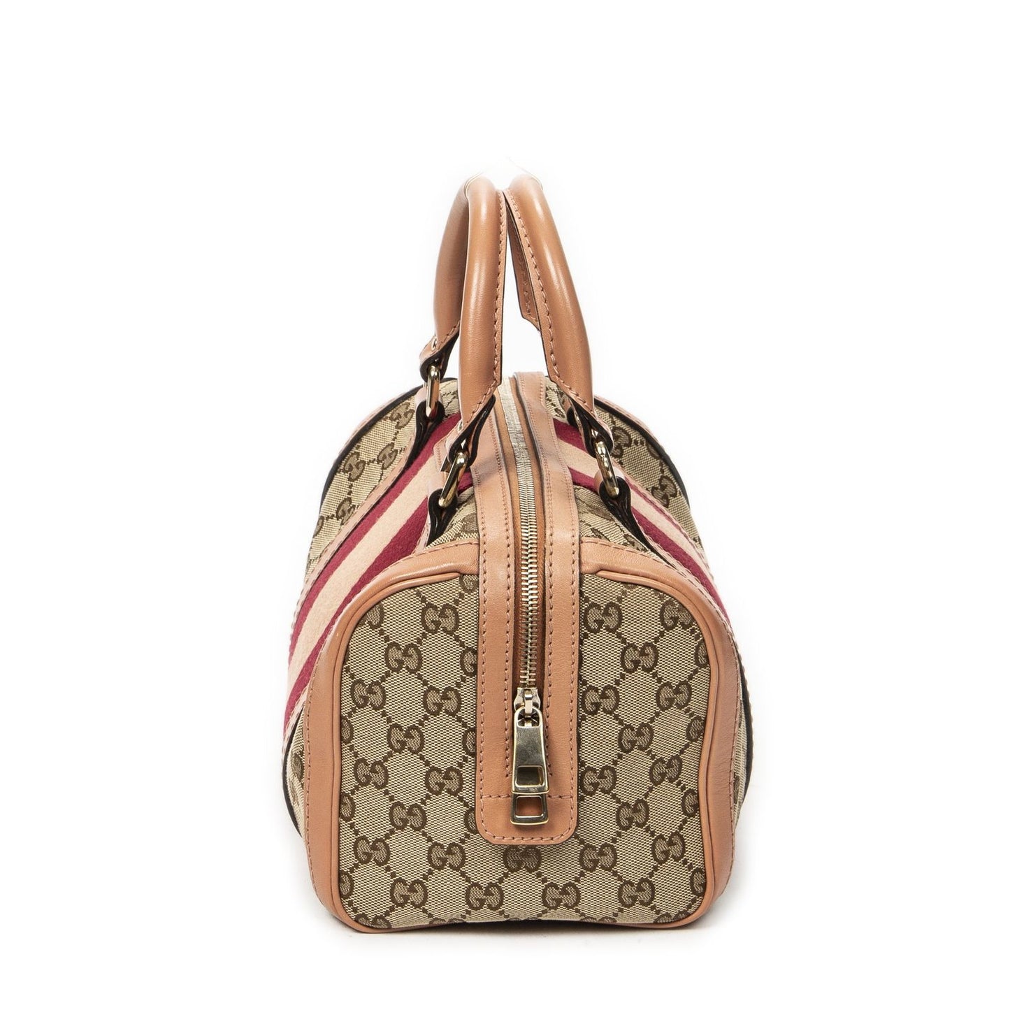 Gucci Small Web Joy Boston Bag Pink Beige GG Canvas — view 3