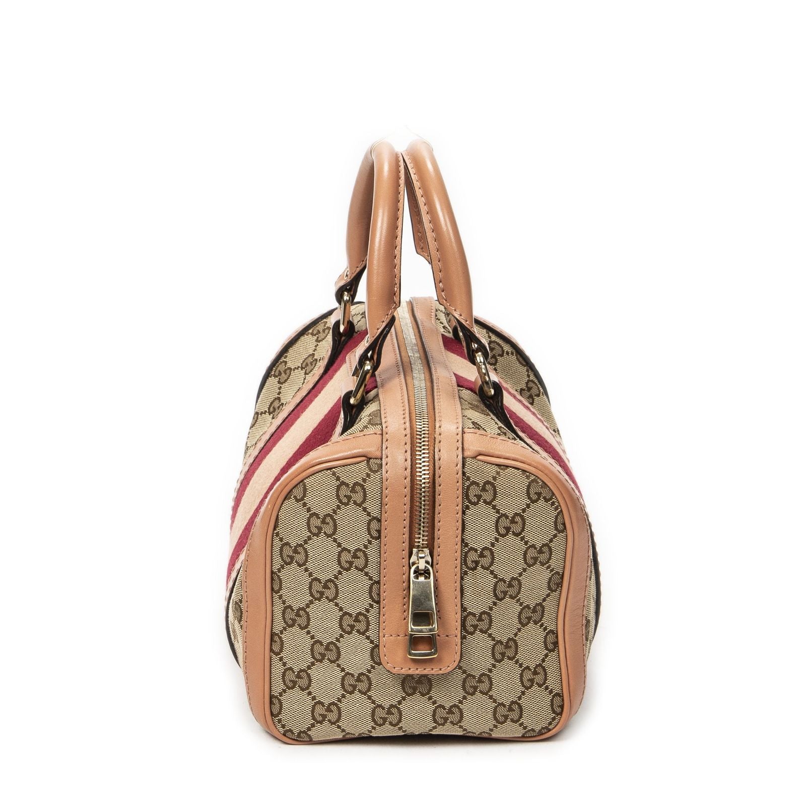 Gucci Small Web Joy Boston Bag Pink Beige GG Canvas — view 3
