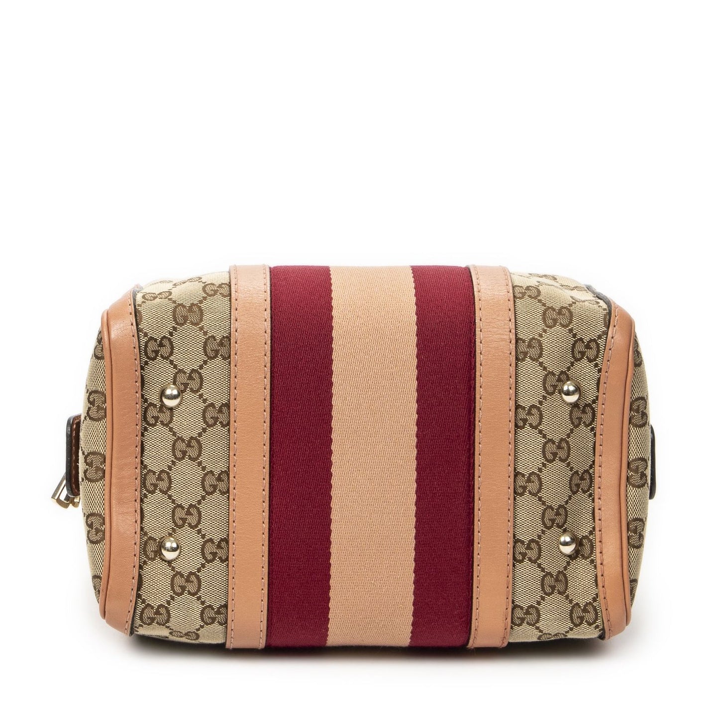 Gucci Small Web Joy Boston Bag Pink Beige GG Canvas — view 6