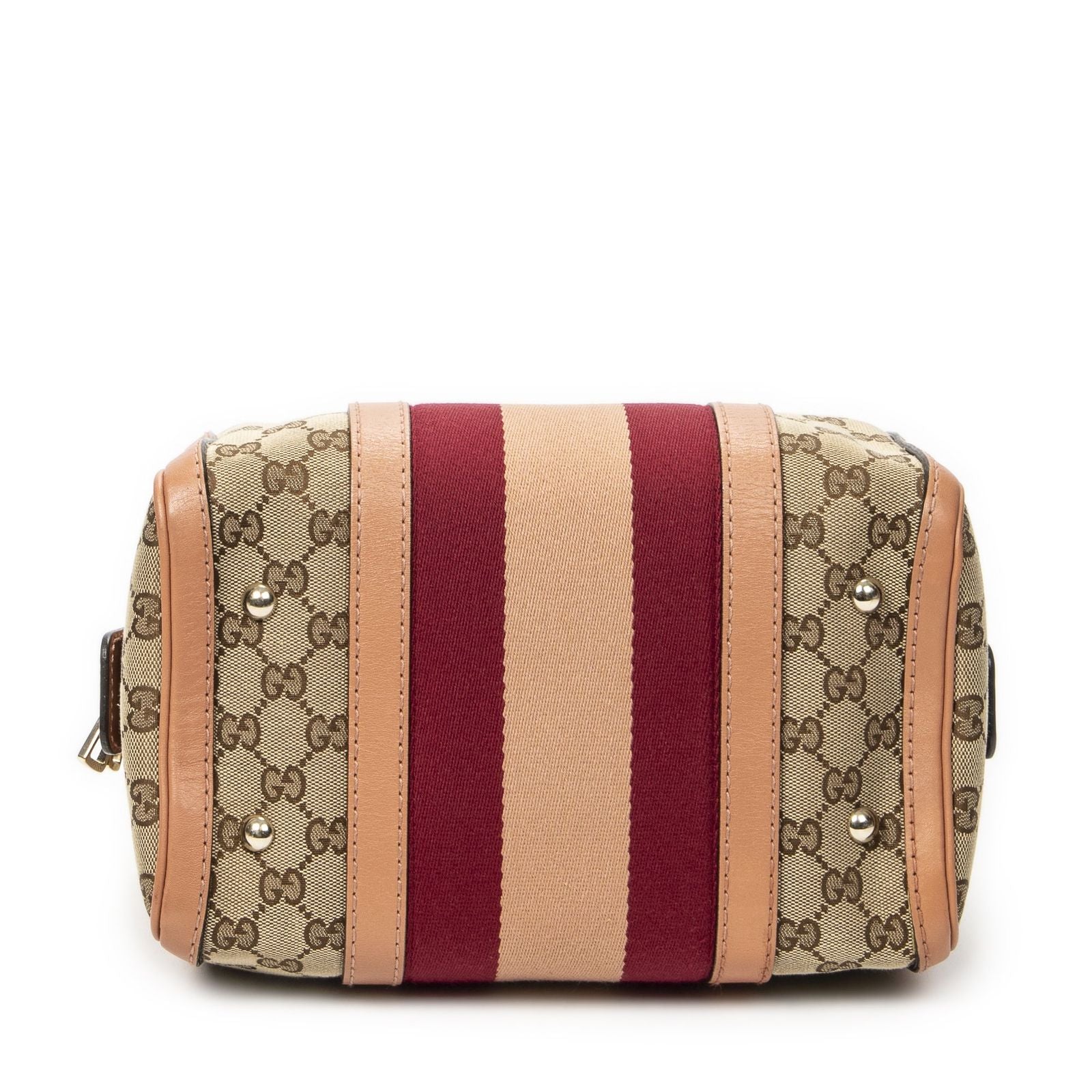 Gucci Small Web Joy Boston Bag Pink Beige GG Canvas — view 6