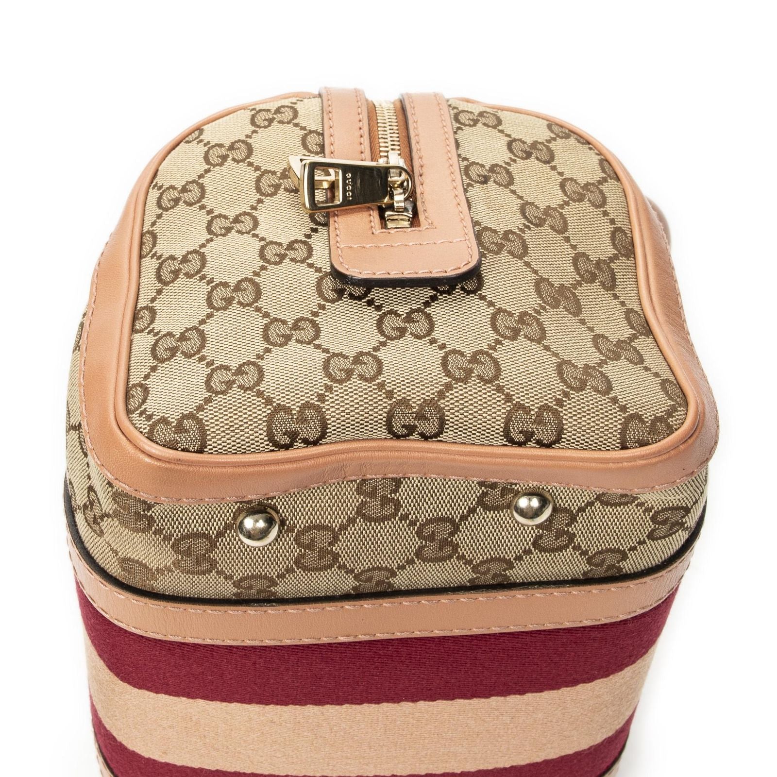 Gucci Small Web Joy Boston Bag Pink Beige GG Canvas — view 7