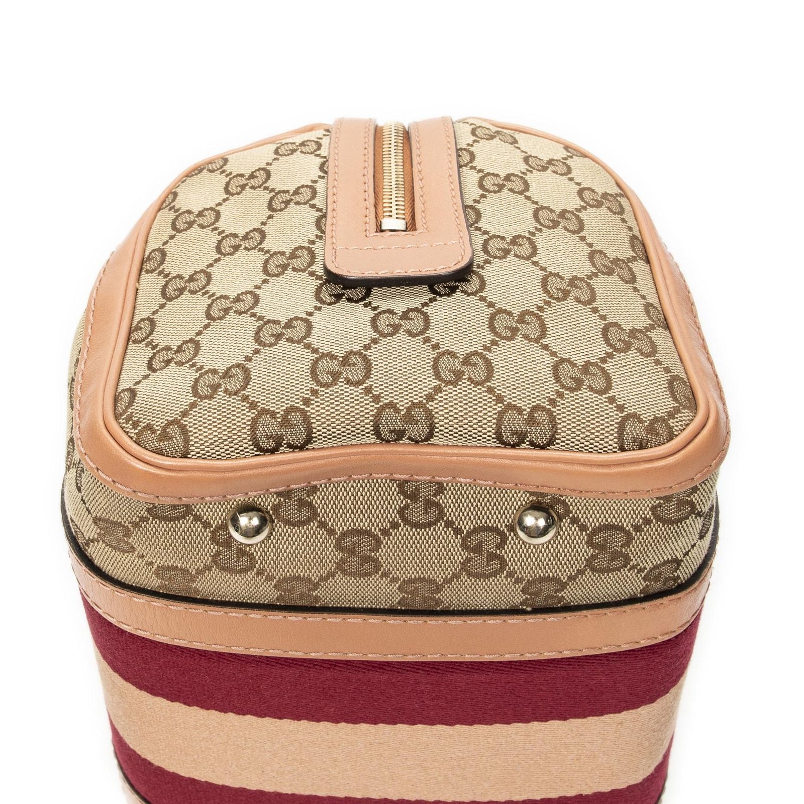 Gucci Small Web Joy Boston Bag Pink Beige GG Canvas — view 8