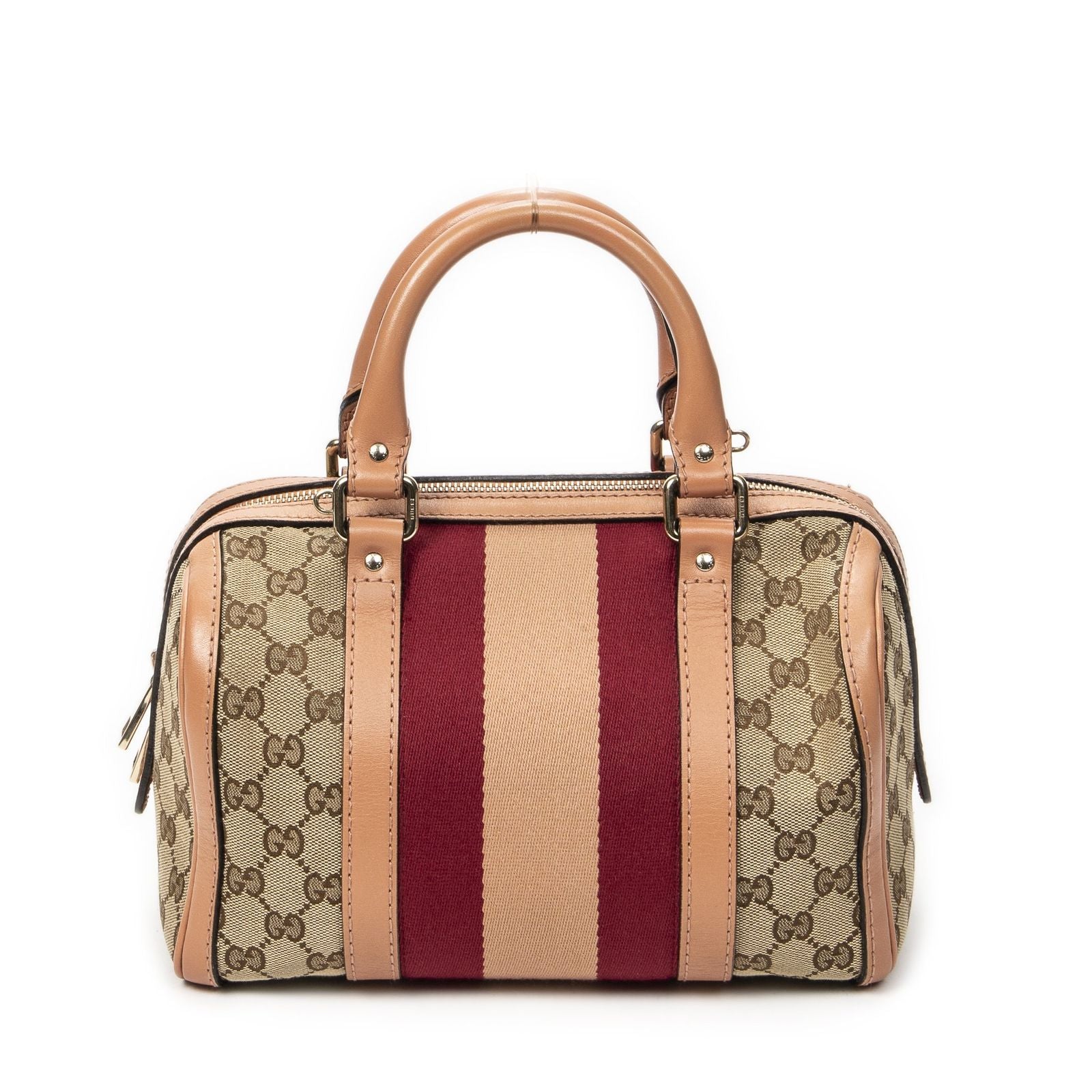Gucci Small Web Joy Boston Bag Pink Beige GG Canvas — view 5