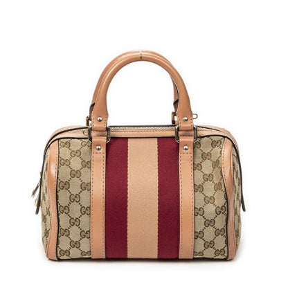 Gucci Small Web Joy Boston Bag Pink Beige GG Canvas — view 5