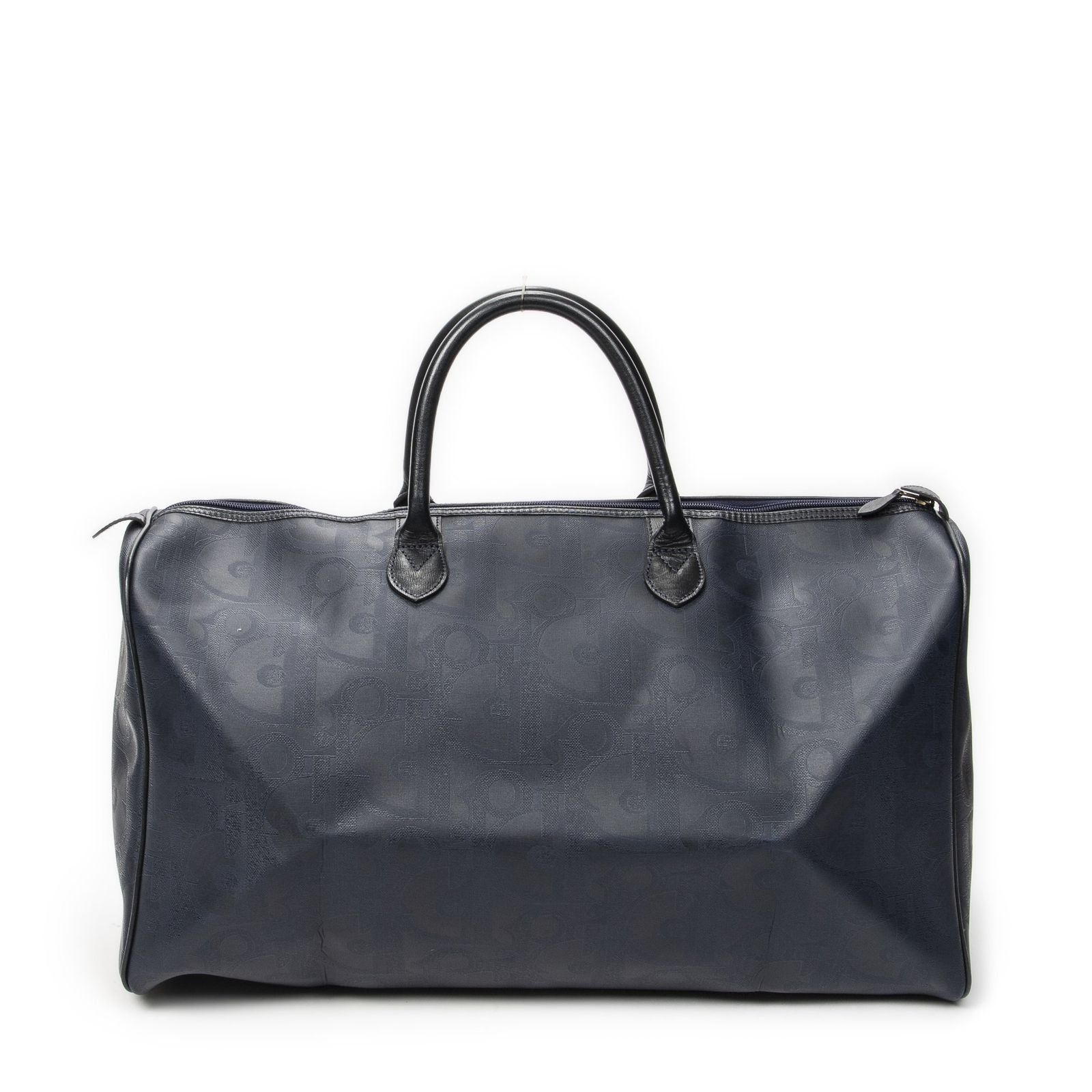 Dior Vintage Large Travel Boston Navy Maxi Trotter Pattern Canvas Shoulder Bag — view 5
