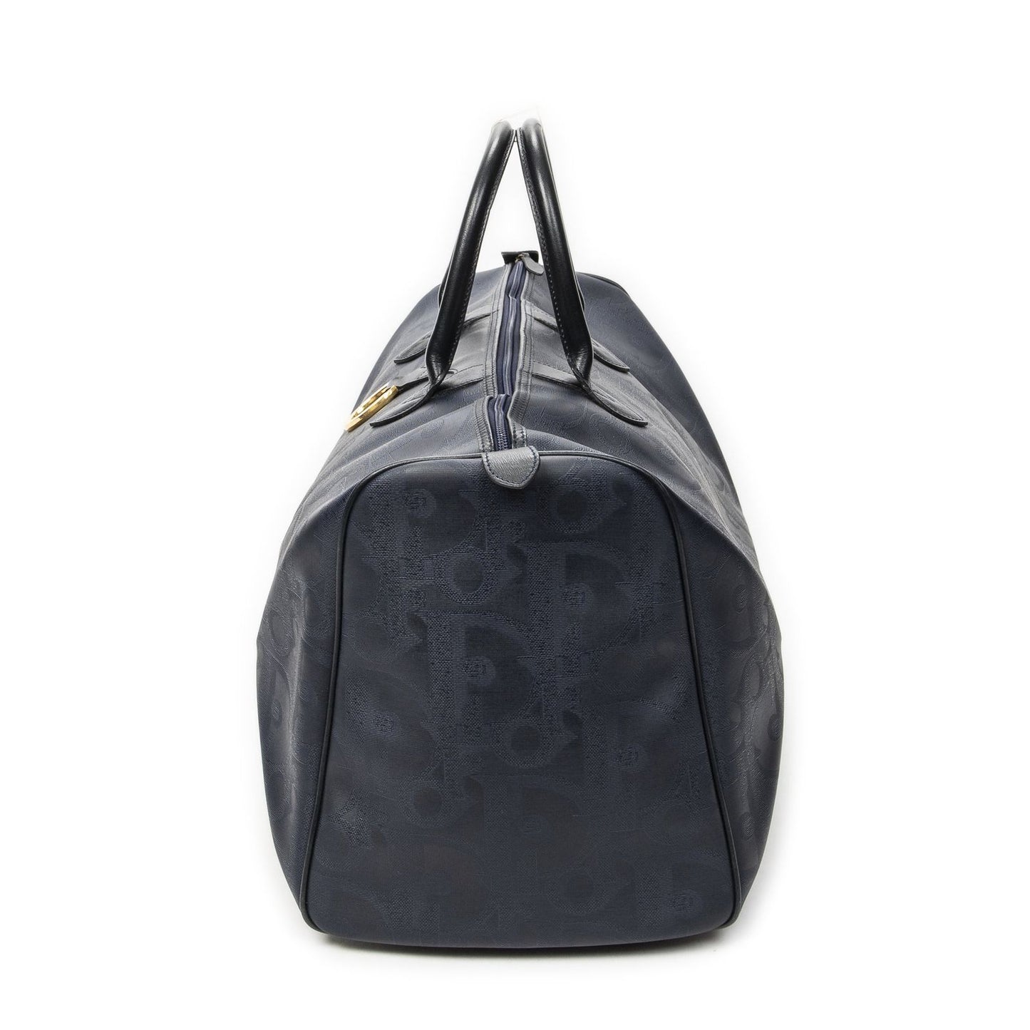 Dior Vintage Large Travel Boston Navy Maxi Trotter Pattern Canvas Shoulder Bag — view 3
