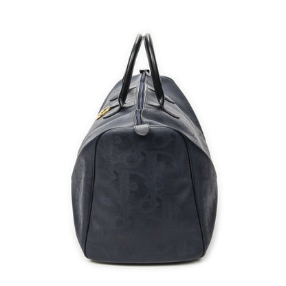 Dior Vintage Large Travel Boston Navy Maxi Trotter Pattern Canvas Shoulder Bag — view 3