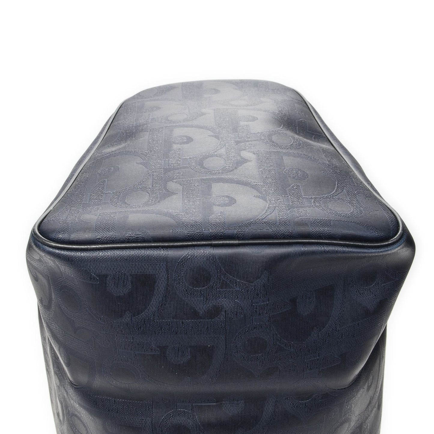 Dior Vintage Large Travel Boston Navy Maxi Trotter Pattern Canvas Shoulder Bag — view 8