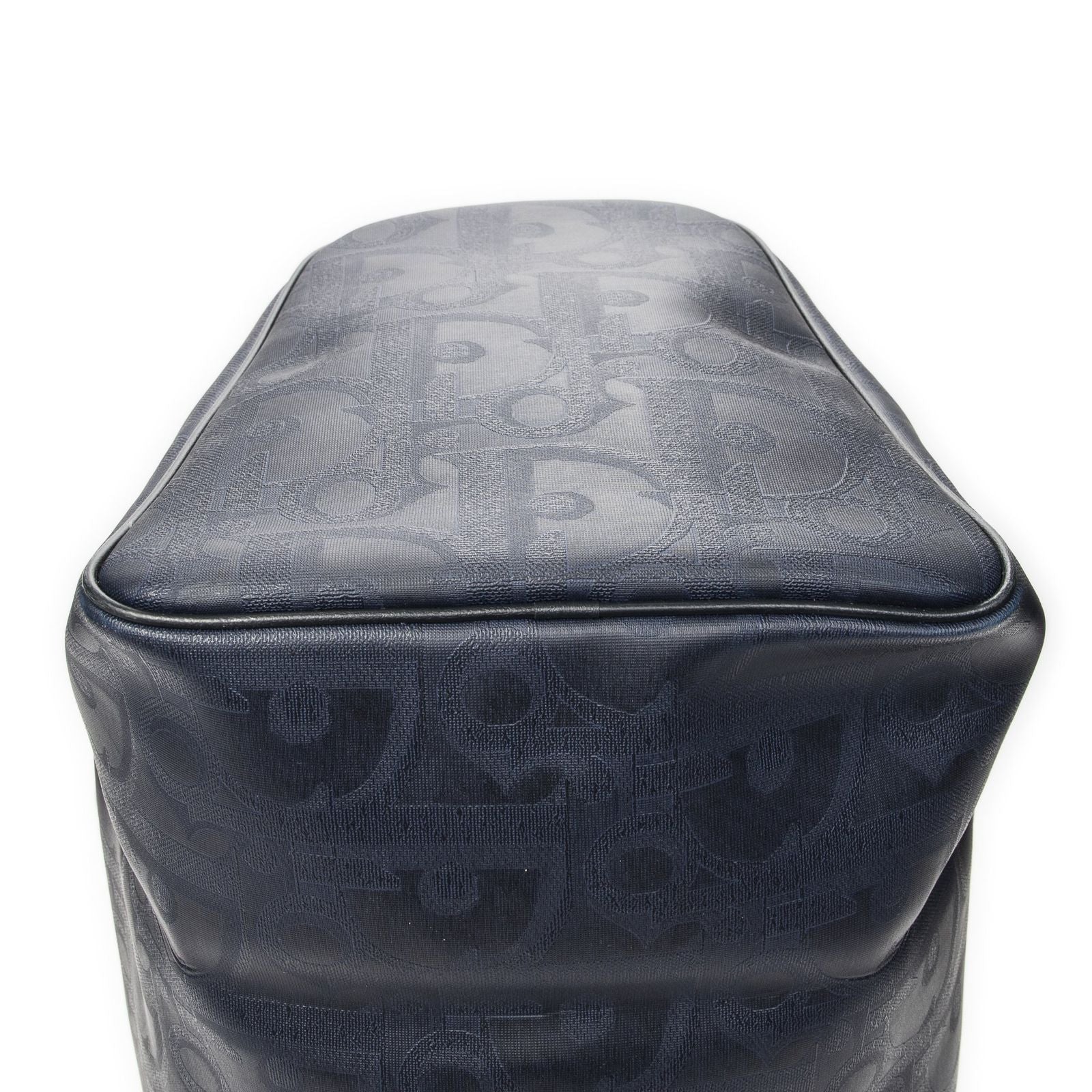 Dior Vintage Large Travel Boston Navy Maxi Trotter Pattern Canvas Shoulder Bag — view 8