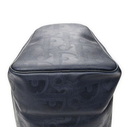 Dior Vintage Large Travel Boston Navy Maxi Trotter Pattern Canvas Shoulder Bag — view 8