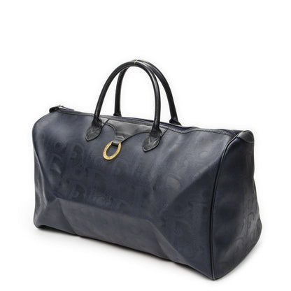 Dior Vintage Large Travel Boston Navy Maxi Trotter Pattern Canvas Shoulder Bag — view 2