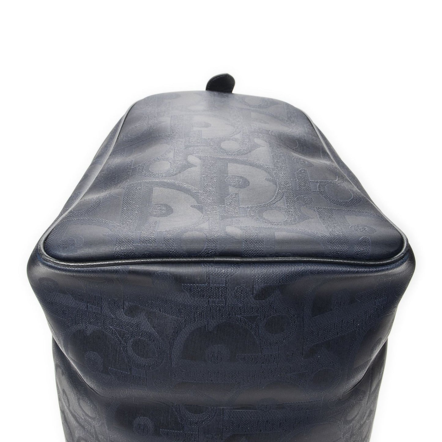 Dior Vintage Large Travel Boston Navy Maxi Trotter Pattern Canvas Shoulder Bag — view 7