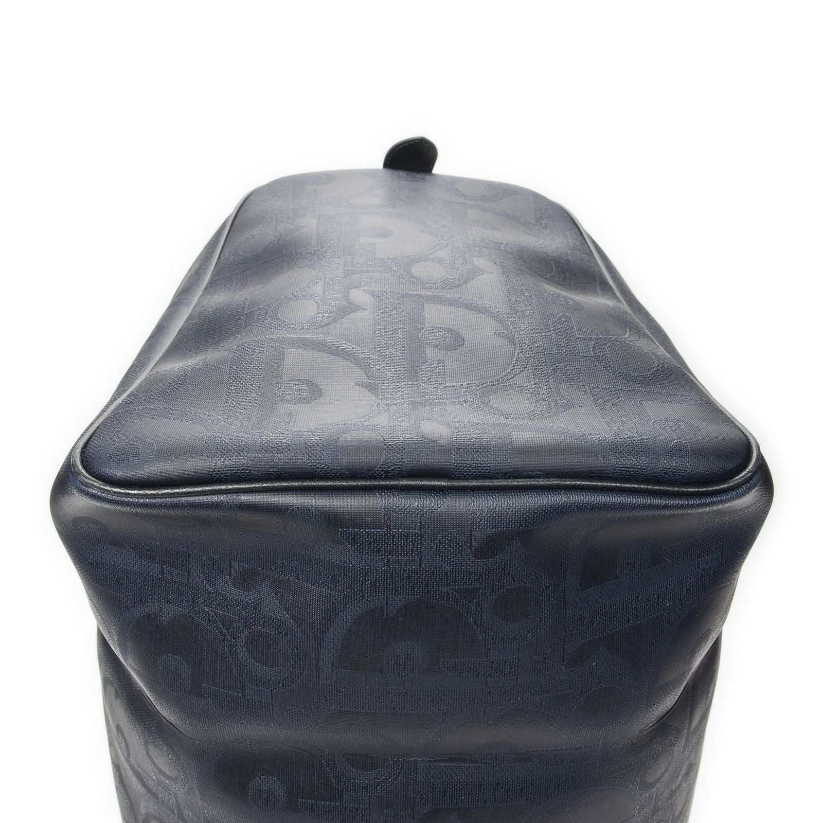 Dior Vintage Large Travel Boston Navy Maxi Trotter Pattern Canvas Shoulder Bag — view 7