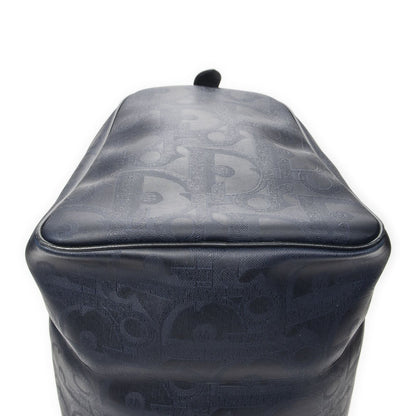 Dior Vintage Large Travel Boston Navy Maxi Trotter Pattern Canvas Shoulder Bag — view 7