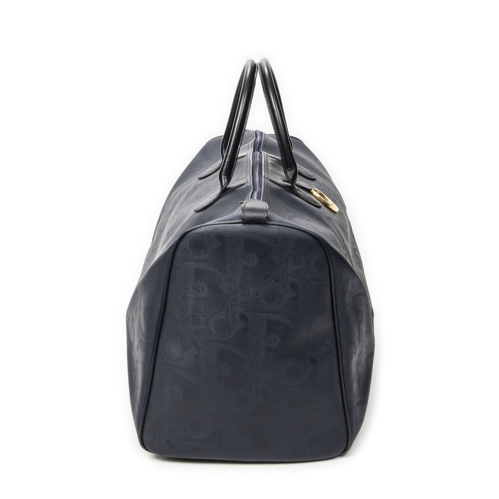 Dior Vintage Large Travel Boston Navy Maxi Trotter Pattern Canvas Shoulder Bag — view 4