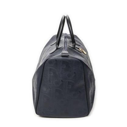 Dior Vintage Large Travel Boston Navy Maxi Trotter Pattern Canvas Shoulder Bag — view 4