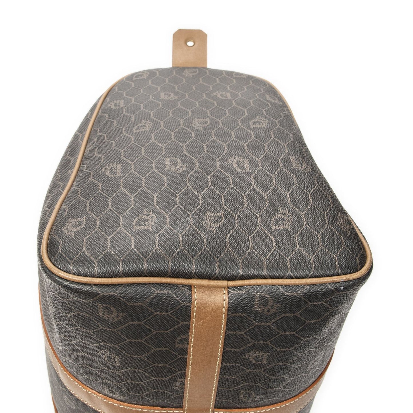 Dior Vintage Boston Dark Gray Brown Honeycomb Canvas Shoulder Bag — view 8