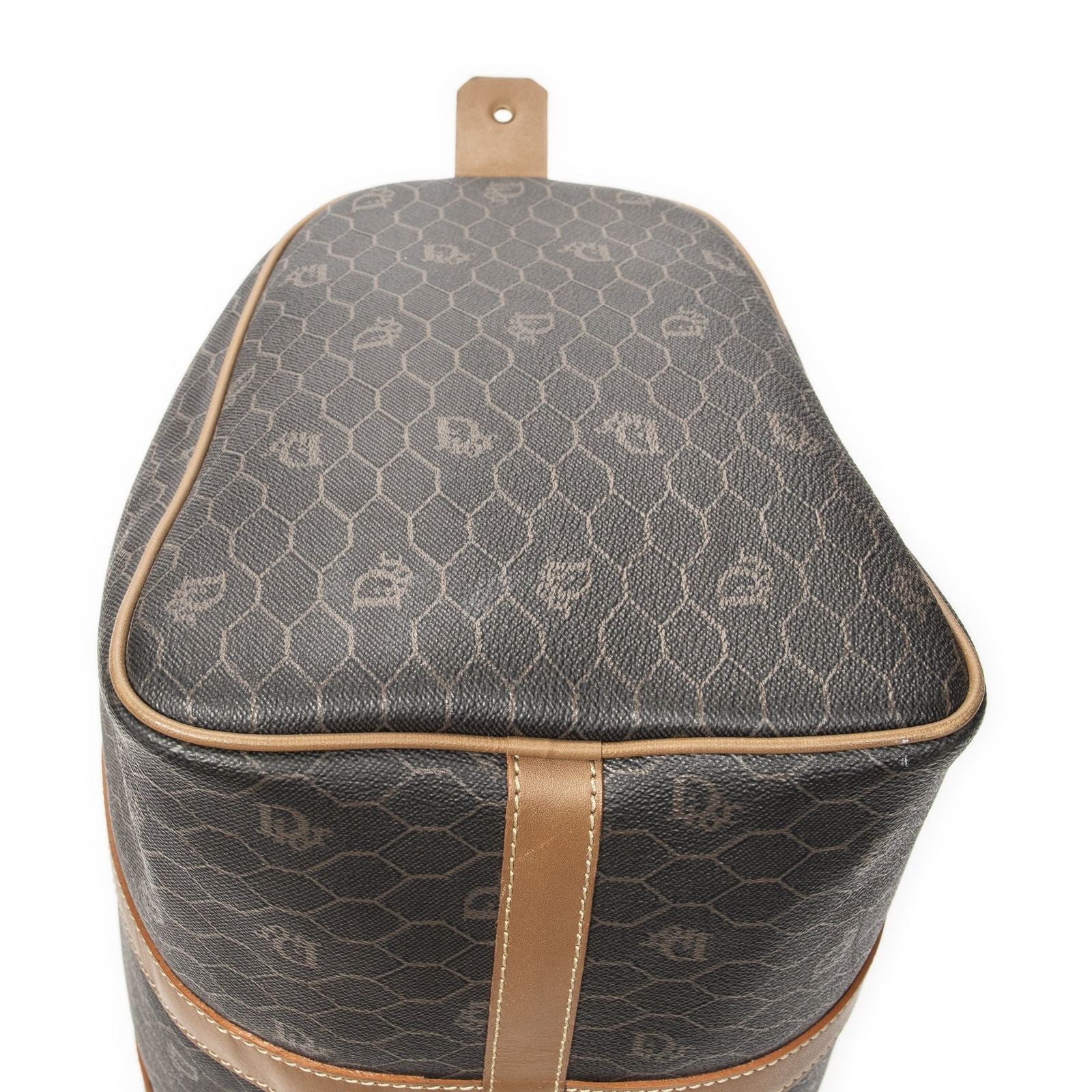 Dior Vintage Boston Dark Gray Brown Honeycomb Canvas Shoulder Bag — view 8