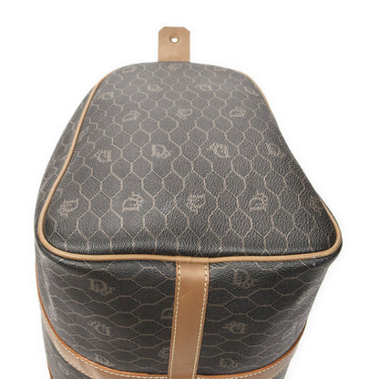 Dior Vintage Boston Dark Gray Brown Honeycomb Canvas Shoulder Bag — view 8