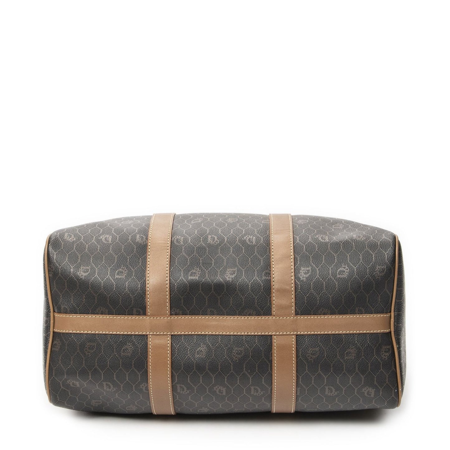 Dior Vintage Boston Dark Gray Brown Honeycomb Canvas Shoulder Bag — view 6