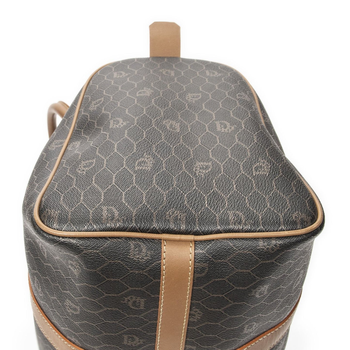 Dior Vintage Boston Dark Gray Brown Honeycomb Canvas Shoulder Bag — view 7