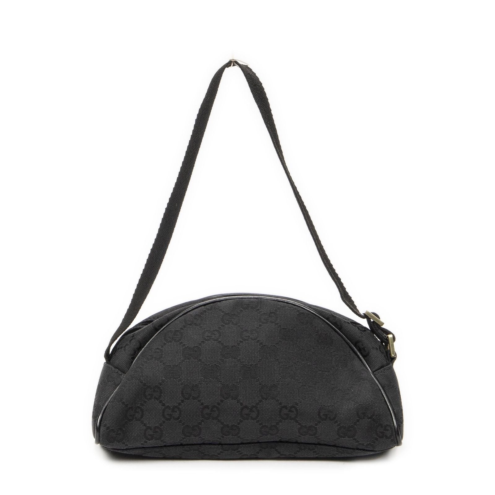 Gucci Half Moon Pochette Bag Black GG Canvas — view 5