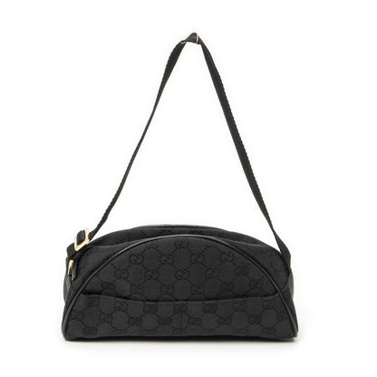 Gucci Half Moon Pochette Bag Black GG Canvas