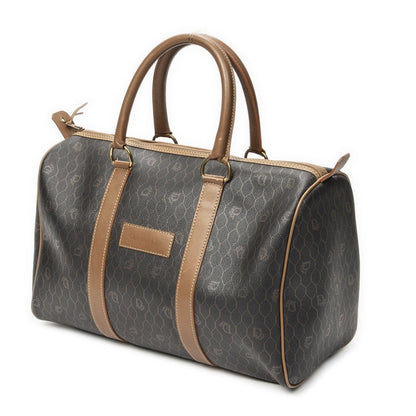 Dior Vintage Boston Dark Gray Brown Honeycomb Canvas Shoulder Bag — view 2