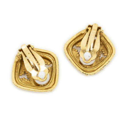 Chanel CC Diamond Clip on Earrings Gold Plated — view 2