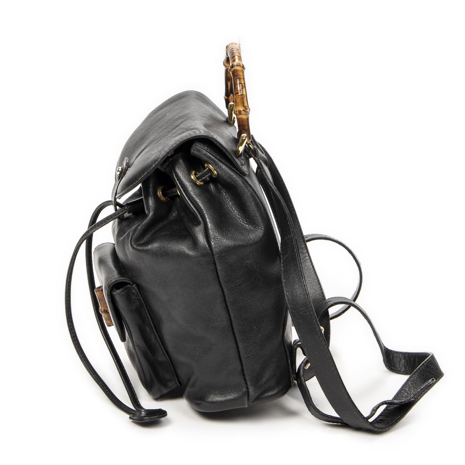 Gucci Mini Bamboo Backpack Black Calfskin Leather — view 3
