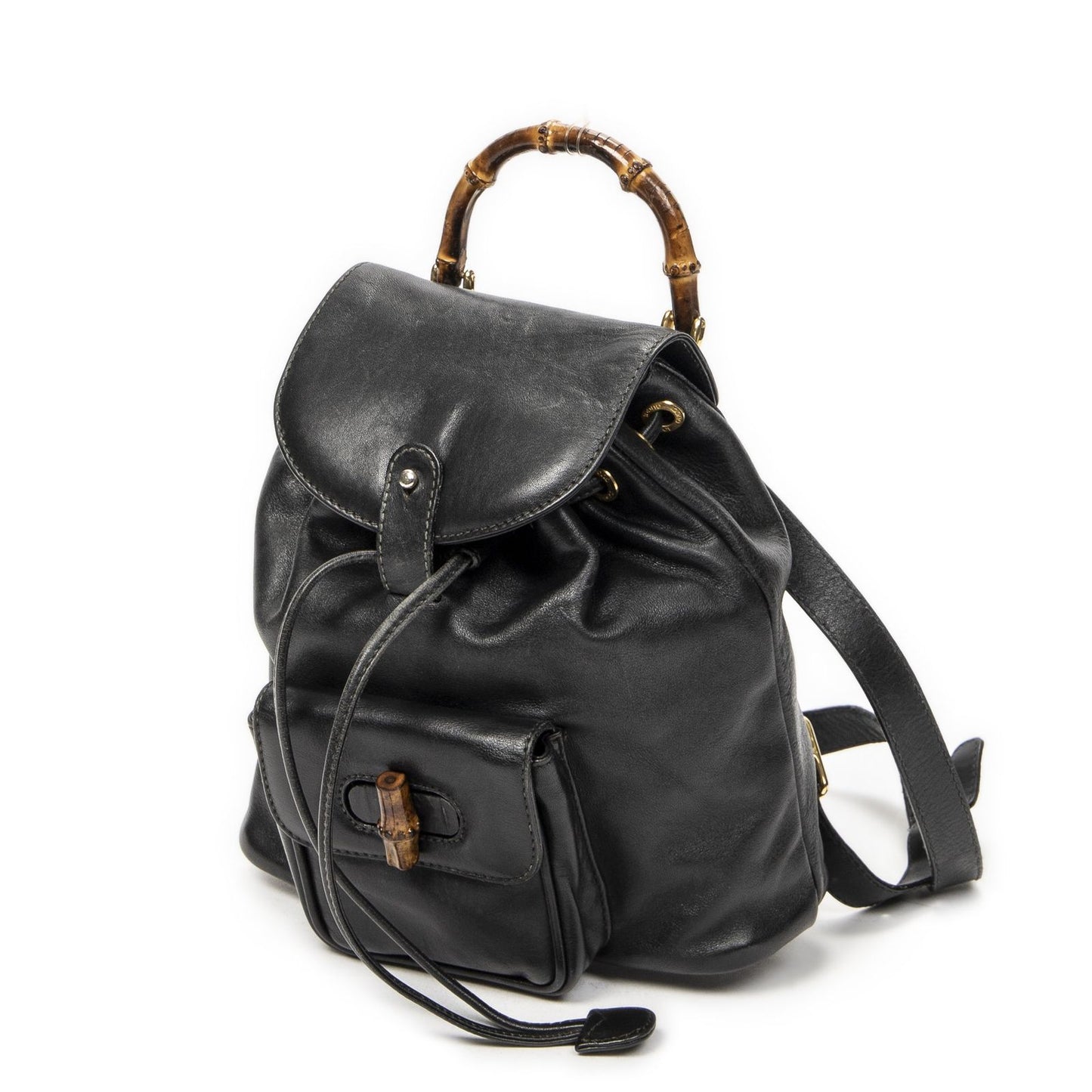 Gucci Mini Bamboo Backpack Black Calfskin Leather — view 2