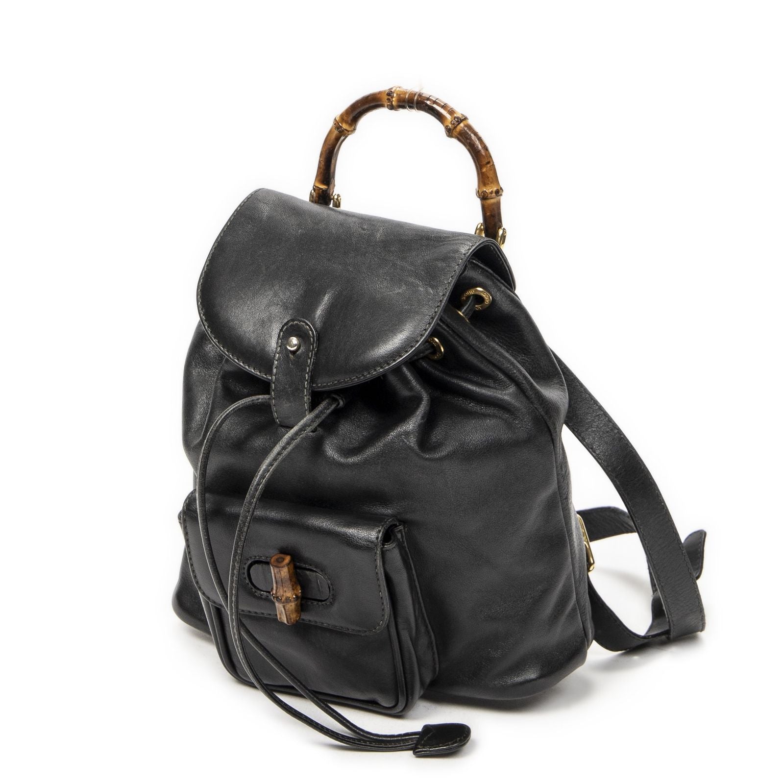 Gucci Mini Bamboo Backpack Black Calfskin Leather — view 2
