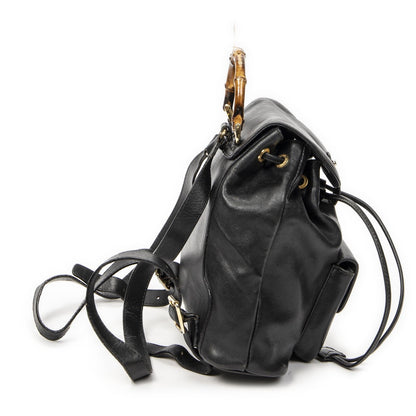 Gucci Mini Bamboo Backpack Black Calfskin Leather — view 4